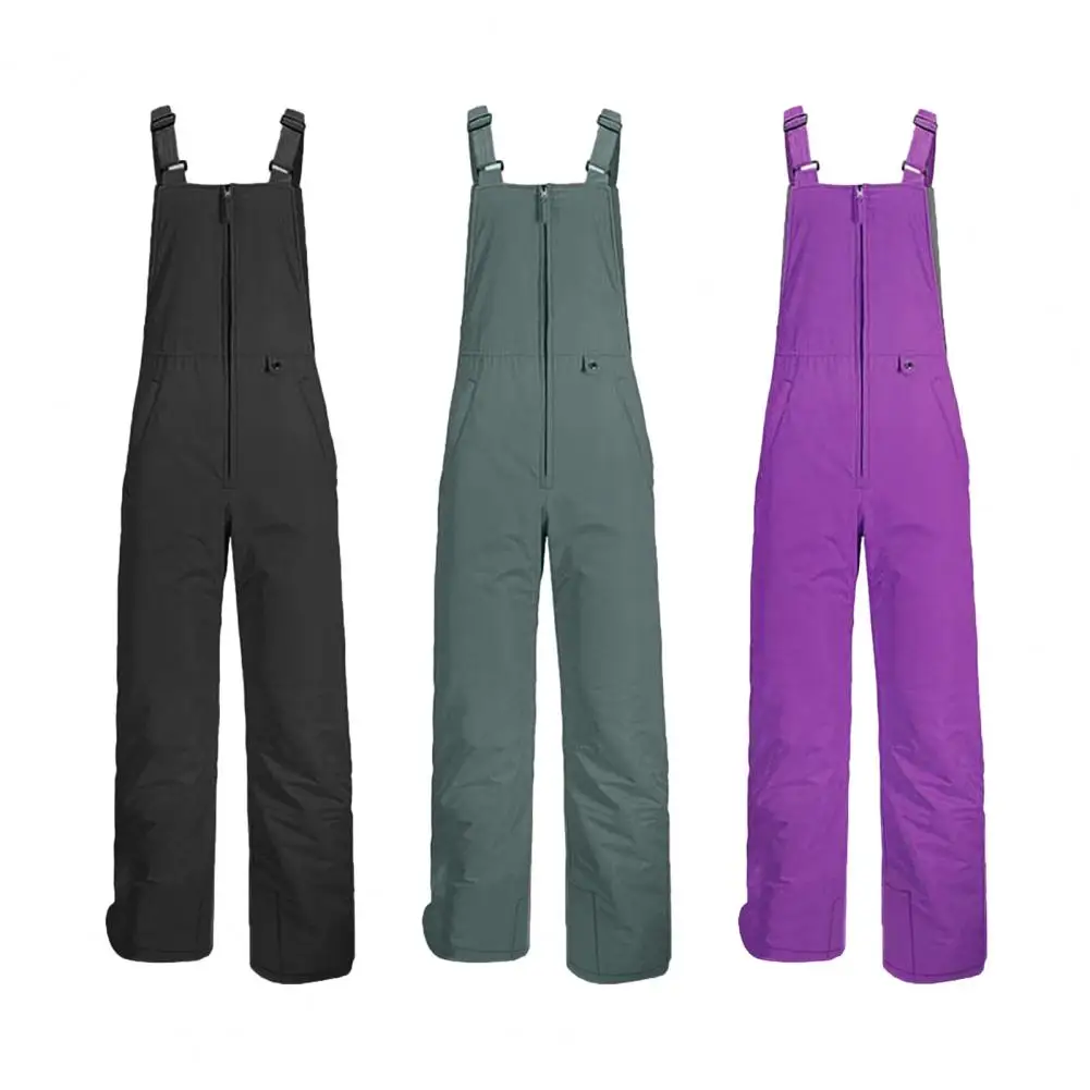 Mono para deportes de nieve con cremallera frontal, impermeable, correa ajustable para el hombro, térmico, resistente al viento, sin mangas, bolsillos, mono para exteriores