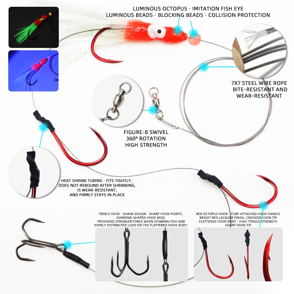 ZYZ, 1 unidad, líder de pesca en el mar, aparejos de cebo vivo, alta resistencia, 49 hebras, alambre de acero, aparejos de pesca de carrete eléctrico - imagen 3