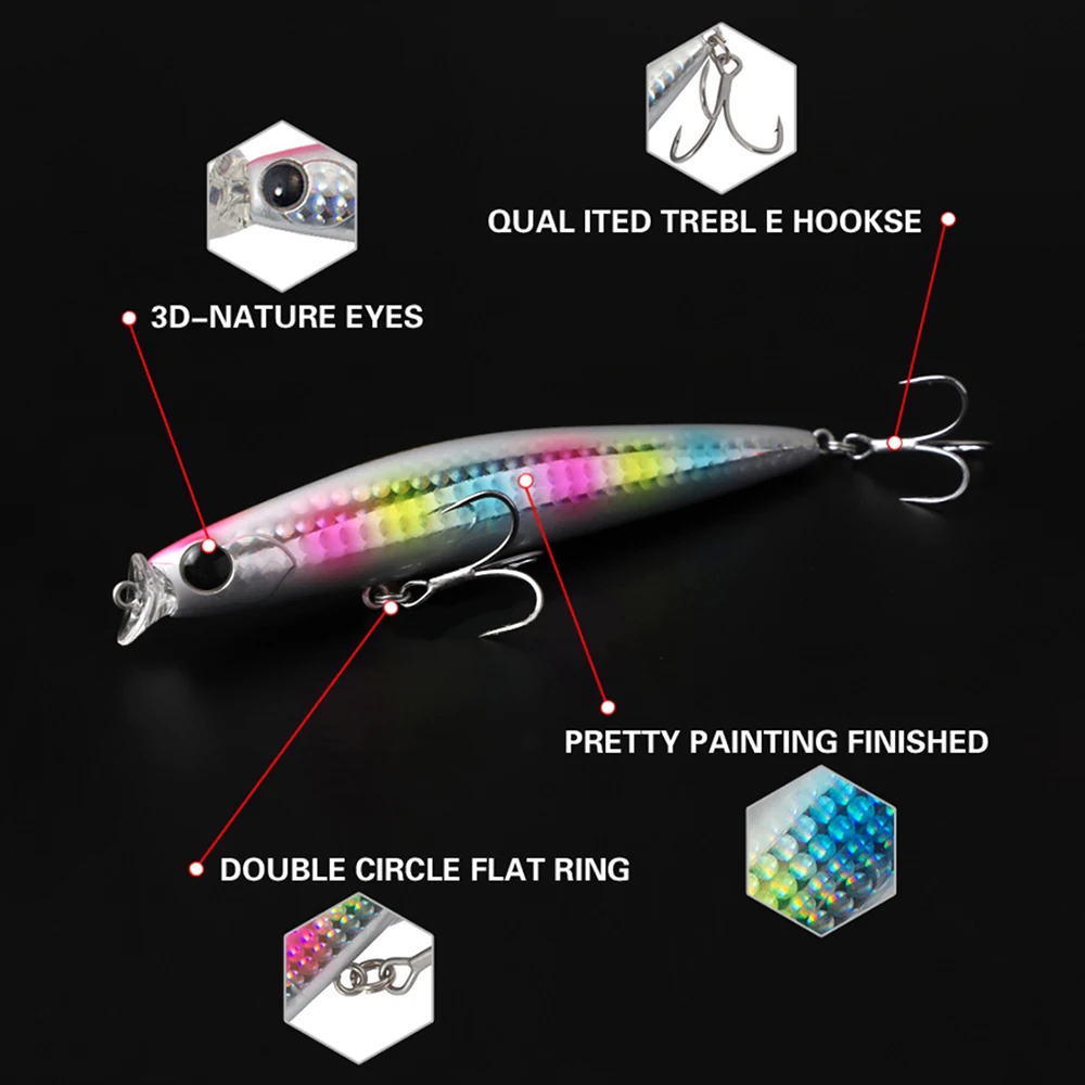 Señuelos de pesca flotantes, 11cm, 17g, Wobbler, fundición larga, agua poco profunda, Jerkbait, cebo duro Artificial, cebo para lubina MN674 - imagen 5