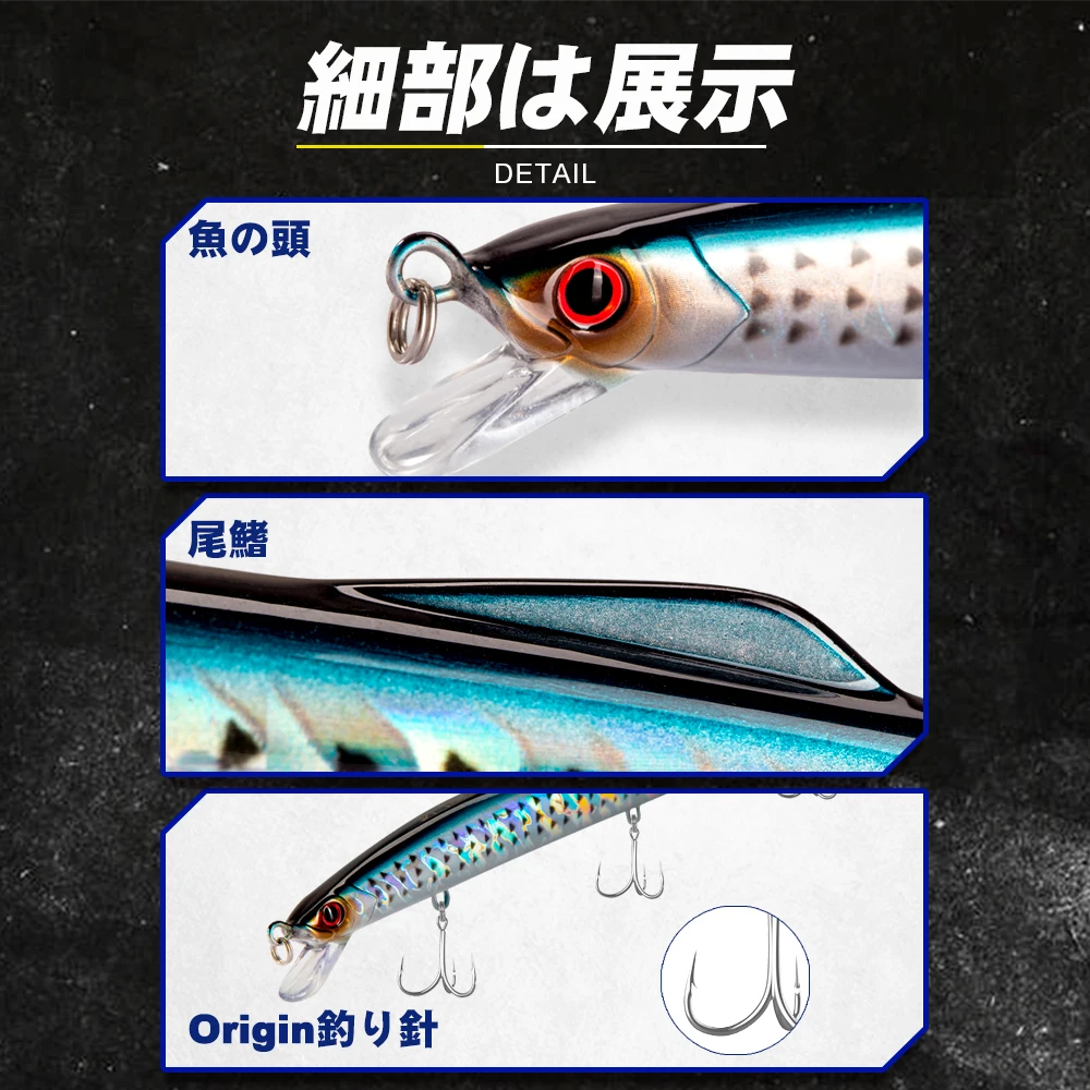 Señuelo de pesca Minnow D1, cebo que se hunde, 190mm, 37,5g-38g, 3 uds., Jerkbait duro, profundidad de 0,6-0,9 m, aparejos de pesca para Lucio DT5016 - imagen 5