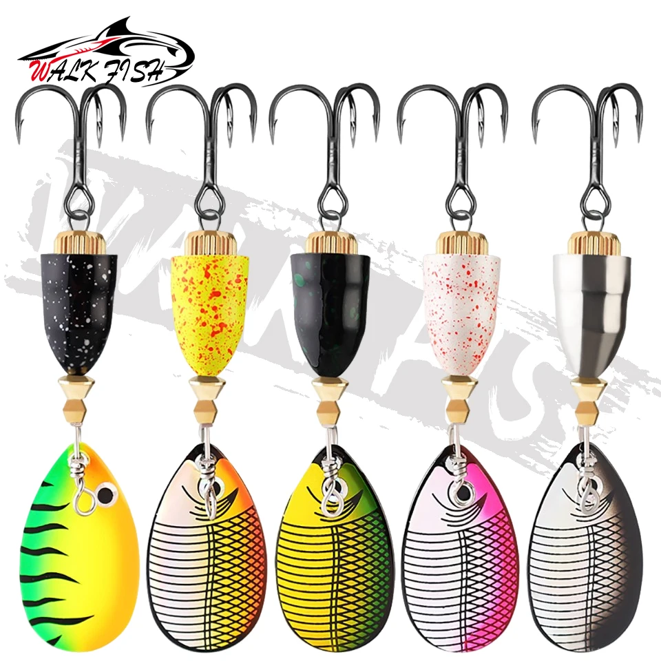WALK FISH-señuelo de cuchara de pesca con Triple gancho, cebo giratorio de Metal con lentejuelas, aparejo de fundición larga, agua salada, 9CM/10G, Freshwat - imagen 5