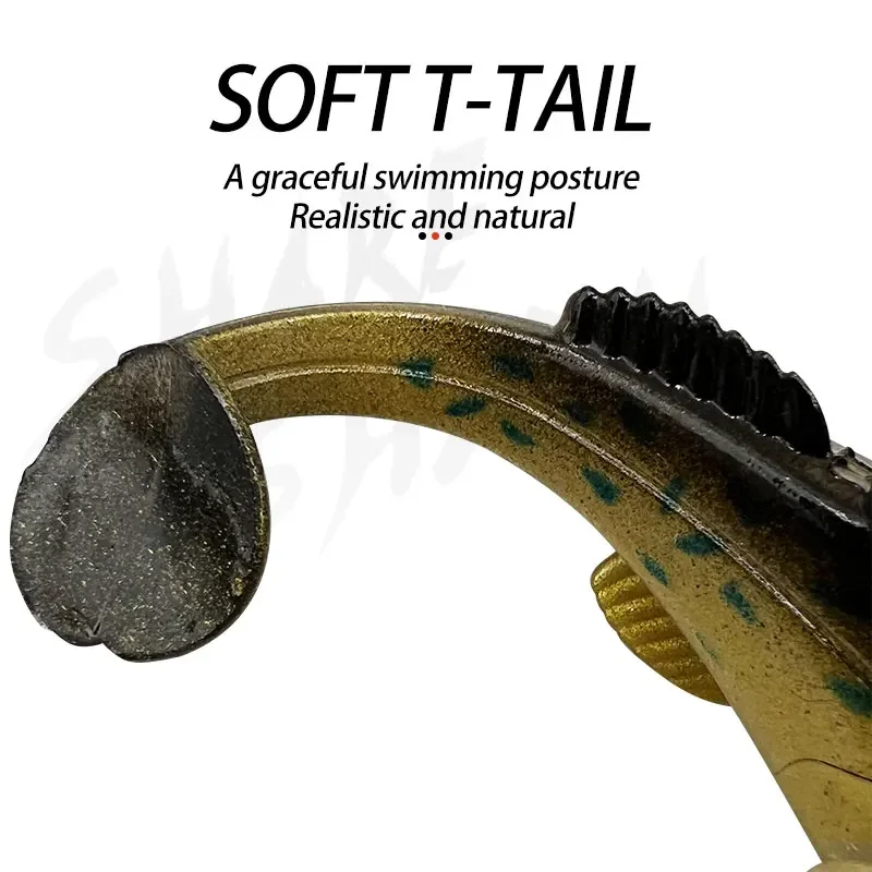 Señuelos de peces saltadores, cola en T, antienvejecimiento inferior, plantilla de cebo suave que se hunde, cebo de pesca de plomo, gusano suave de Color - imagen 5