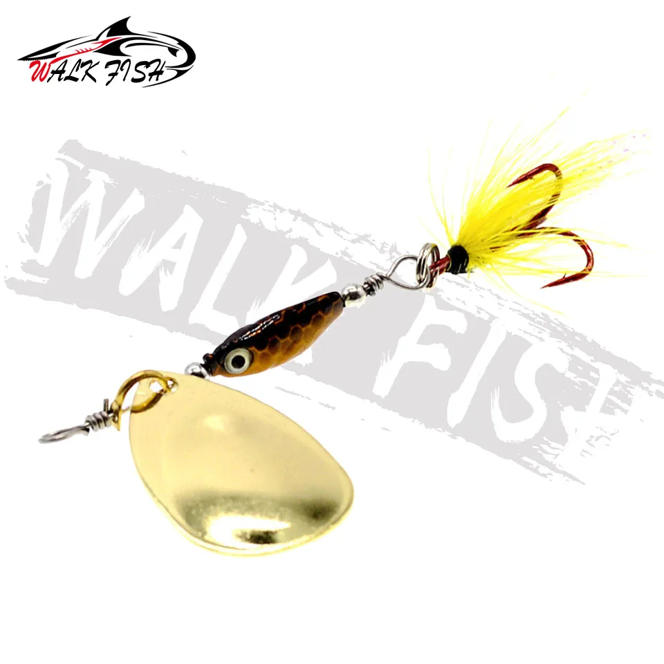 WALK FISH-cebo giratorio de 6,5g, cuchara dura, señuelos de lubina, señuelo de pesca de Metal VIB con anzuelos triples de plumas para pesca de Lucio, 1 Uds. - imagen 2