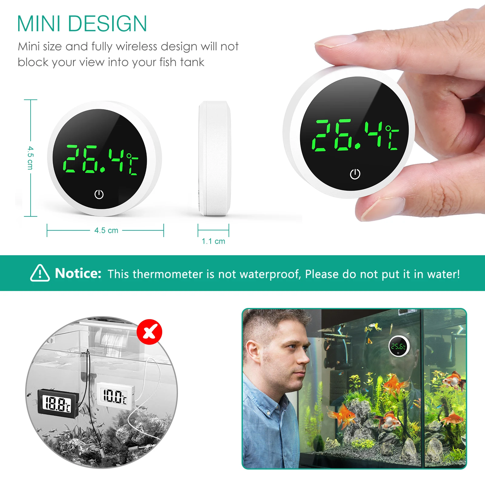 Termómetro digital LCD ORIA para acuario y terrario - imagen 5