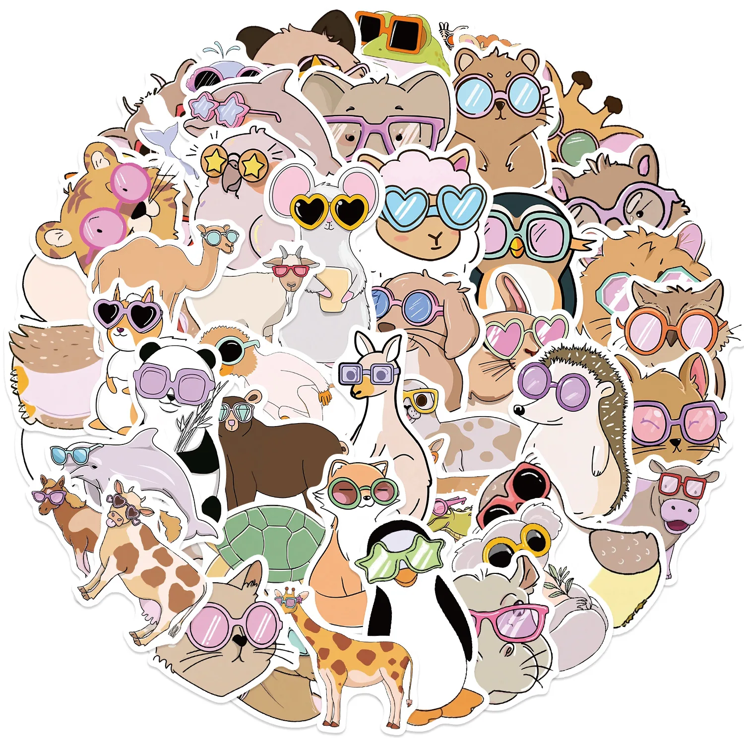 50 Uds. De pegatinas de animales bonitos con gafas, teléfono, guitarra, portátil, maleta, botella de agua, pegatinas impermeables, juguetes - imagen 2