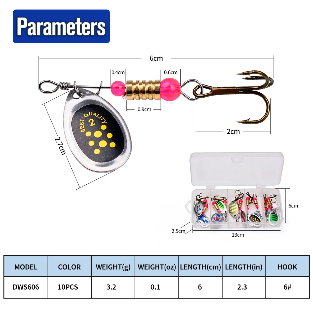 10 unids/lote señuelo de pesca Spinner cebo campana de cobre señuelos de Metal artificiales 6cm 3,2g cebos compuestos lentejuelas de rotación - imagen 4