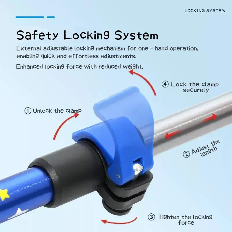 Nuevo poste de senderismo para niños con cerradura exterior ultraligera aleación de aluminio tres secciones telescópicas ajustables bastones para caminar al aire libre - imagen 3