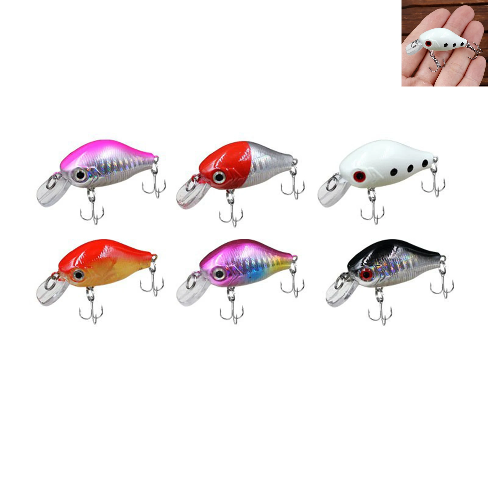 Señuelo de pesca ultraligero portátil, cebo falso de pececillo de 8g, ojos 3D de imitación artificiales, cebo de pesca para agua dulce y salada, 6cm, 1 ud. - imagen 3