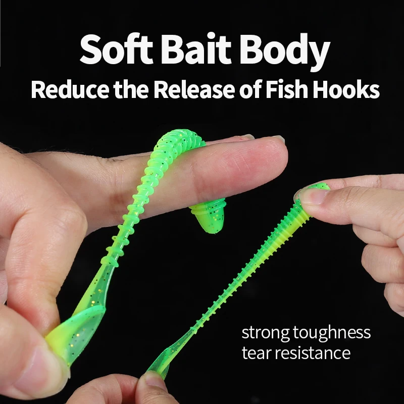 LINNHUE hilo T-tail camino Subdual Color cebo suave gusano suave cabeza de plomo gancho cola en T gusano perca pez mandarín cebo falso - imagen 4