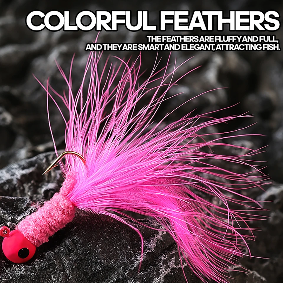 Kit señuelos jig WALK FISH para crappie y walleye – metálico plumas - imagen 2