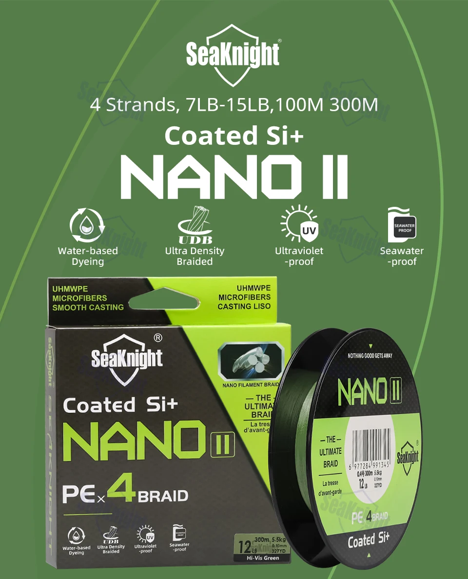 Experimente lo último en el rendimiento de pesca con la línea de pesca trenzada SI+ Nano II recubierta de Seaknight