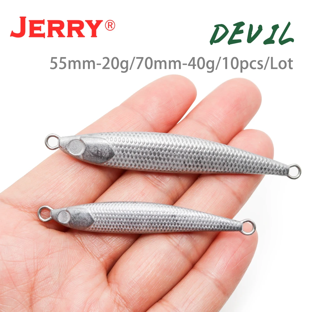 Jerry DEVIL 20G 40G sin pintar Metal fundido Jig cuchara Shore Casting Jigging pescado lubina señuelo de pesca aparejos de cebo Artificial