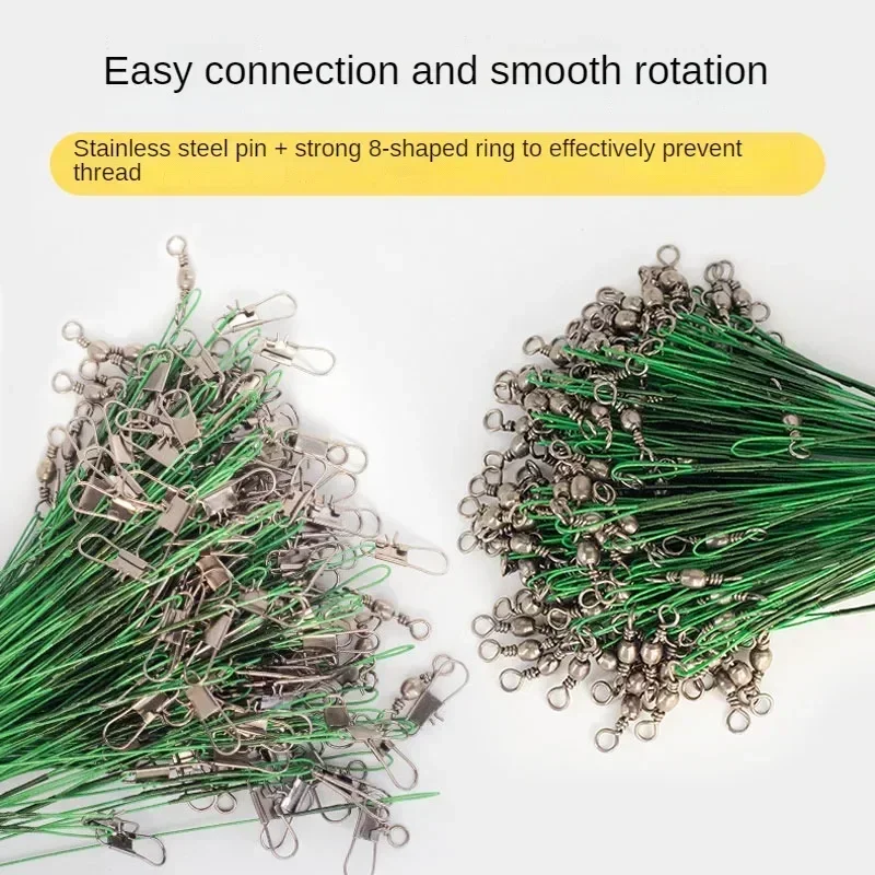 20/50/100/200 Uds sedal de pesca de acero antimordida hebilla giratoria alambre de acero plomo fuerte tensión pesca alambre accesorios de pesca - imagen 5