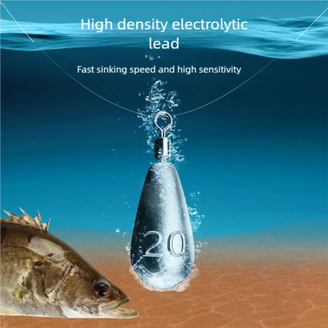 Peso de plomo de 9KM con giro, 10 Uds., plomo de pesca en forma de lágrima, peso de plomo para curricán para agua salada y agua dulce - imagen 4