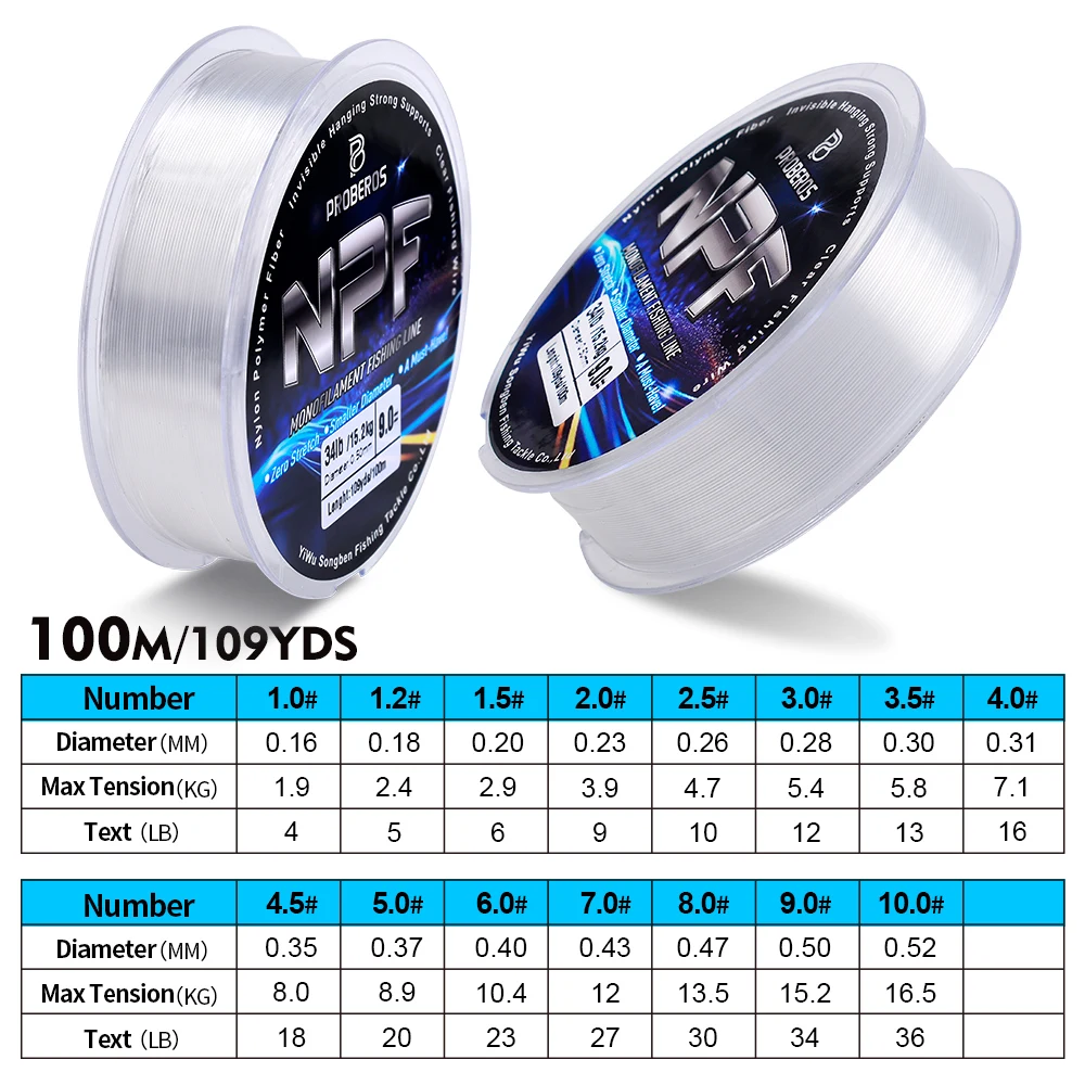 PROBEROS-sedal de pesca trenzado de nailon japonés, 100m, súper fuerte, línea de pesca en alta mar, 4LB-36LB, línea de carpa, línea de trucha - imagen 2
