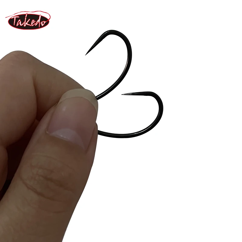TAKEDO-anzuelo de acero al carbono para carpa, anzuelo afilado de alta calidad, anticorrosión, 50 unids/bolsa, sin púas, CJ06, 2 #4 #6 #8 # - imagen 3