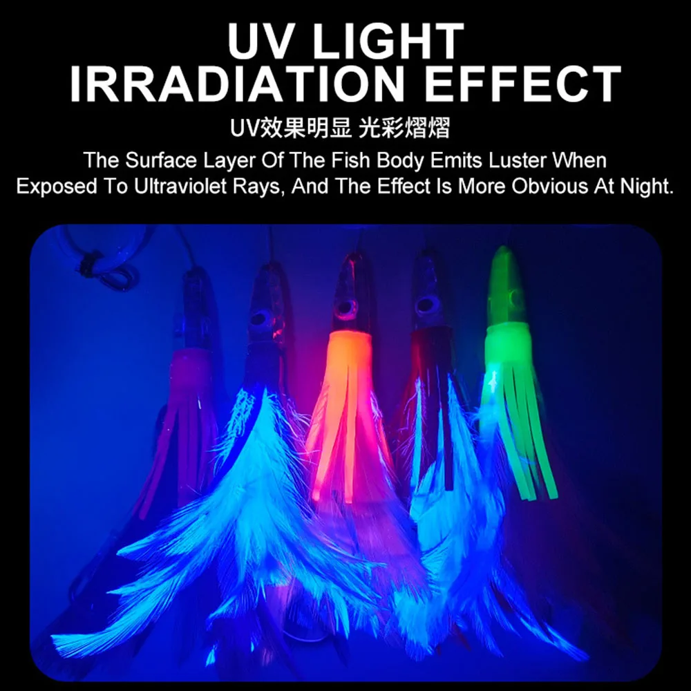 6,5 "46g cabeza de resina pulpo falda suave señuelo de curricán agua salada barco de aguas profundas pesca atún Wahoo Mahi Marlin cebo grande - imagen 5