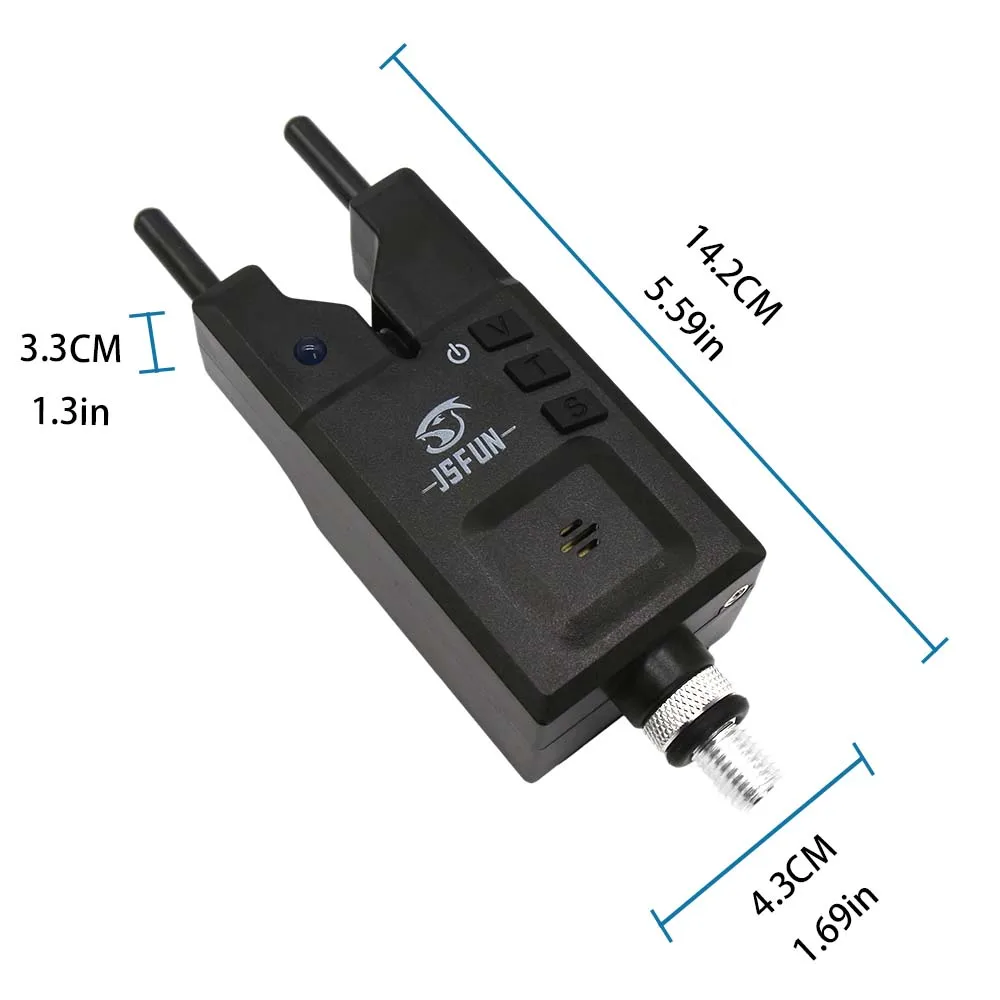 JSFUN, 1 unidad de alarma + 1 unidad, balancín de cadena, alarma de mordedura de pesca, sensibilidad de volumen ajustable, sonido, alarma de picadura de pescado, columpio de caña de pescar - imagen 2