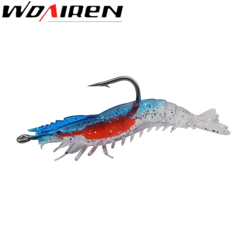 4 Uds 5,5 cm 2,8g plantillas de Pesca de camarones suaves brillantes cebos artificiales con pesas de plomo plomo Señuelos de Pesca Wobblers - imagen 4