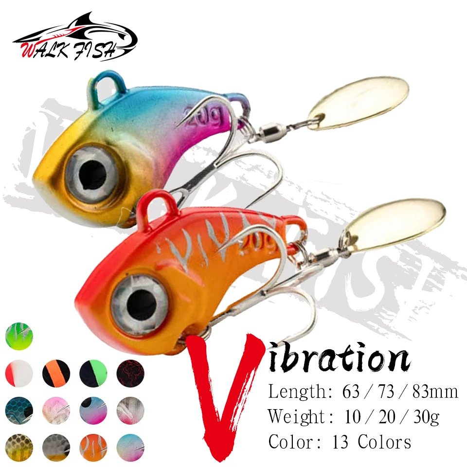 WALK FISH 1 Uds 10-30g 63-83g VIB plantilla de Metal giratoria cebo vibratorio placa de hierro ciclónico giratorio lentejuelas cebo falso pesca en el mar