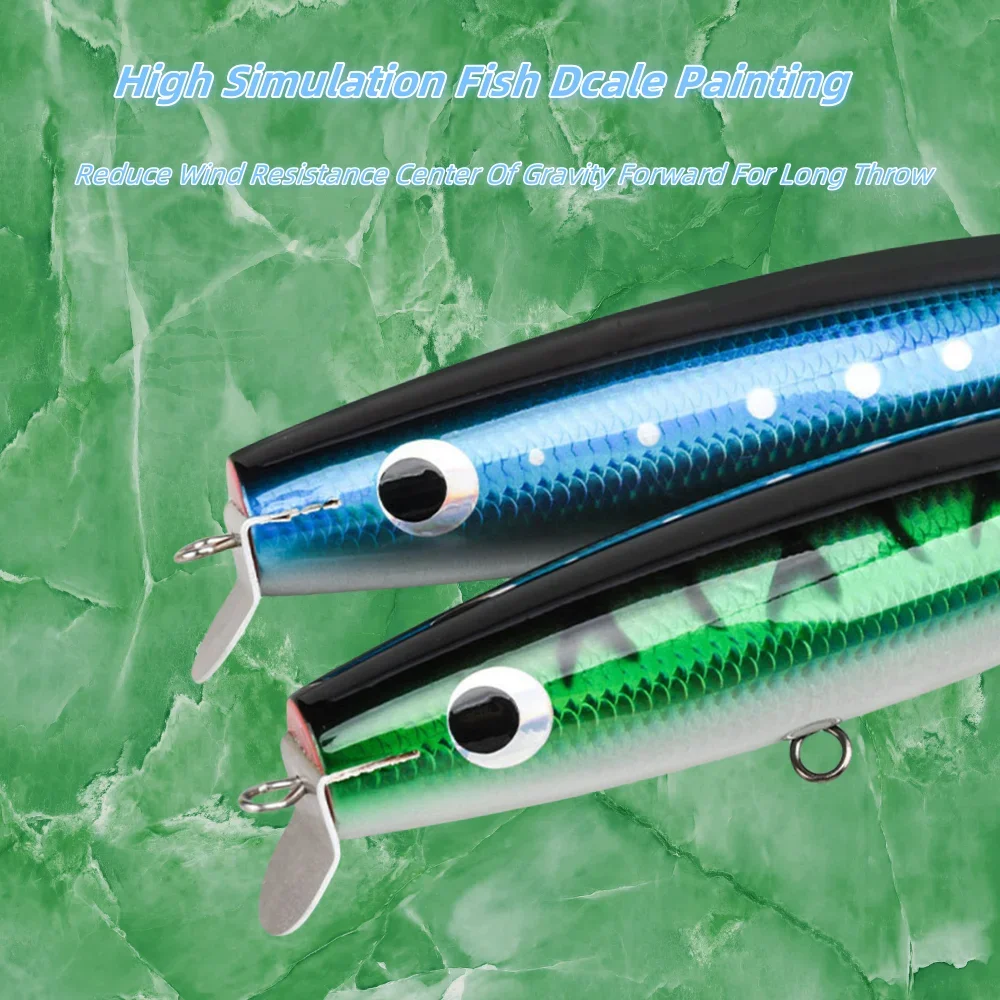 MUKUN 195mm 90g señuelo de pesca de curricán cebo de pesca de agua salada juego grande hecho a mano de madera Topwater GT cebo Woodend minnow señuelo - imagen 3