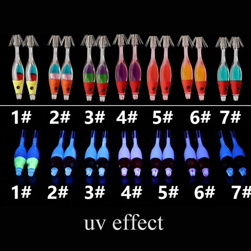 1 unidad/2 uds tubo de soplado UV anzuelo de calamar 5cm 2,5g plantilla de calamar flotante atado a mano cebo Artificial pulpo sepia señuelo de pesca de mar - imagen 2