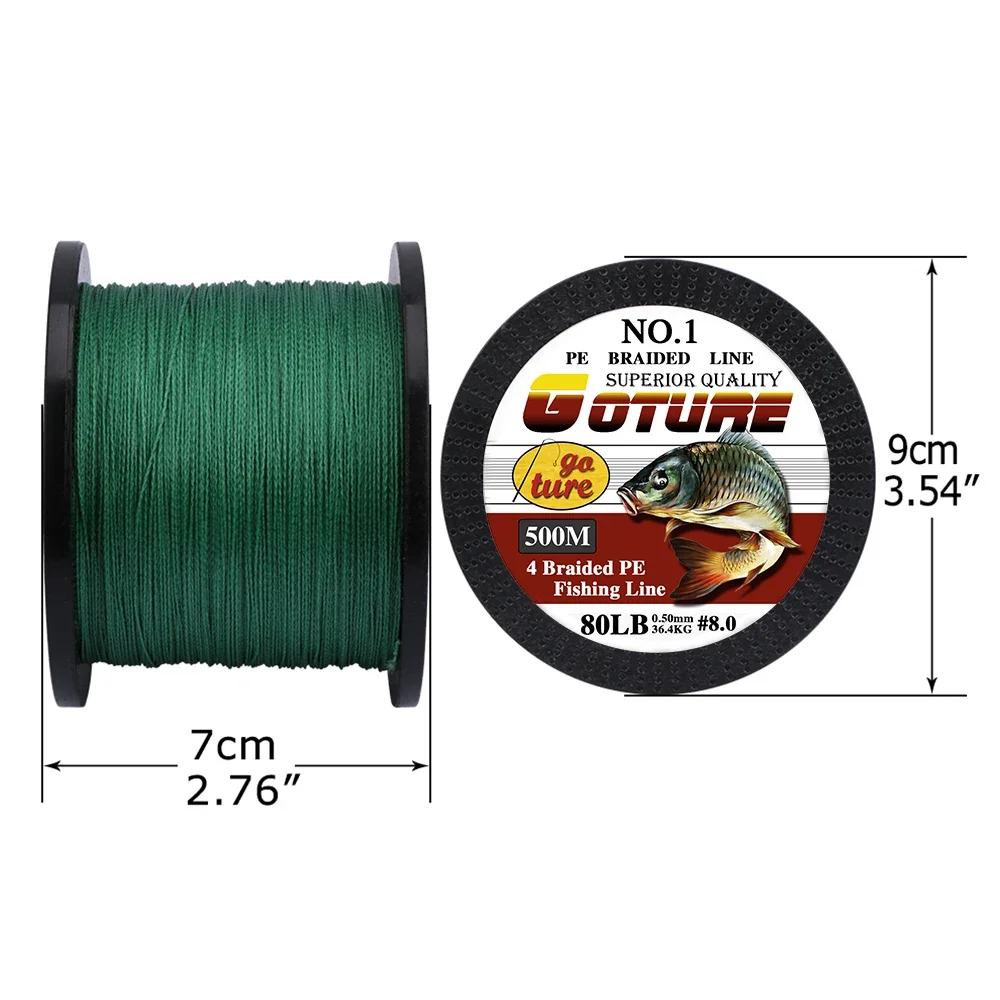 (Total 1000M) Goture 2 uds 500M hilo de pescar de PE trenzado multifilamento 4 hebras cable de pesca líneas de pesca de carpa 12-80LB 6 colores - imagen 5