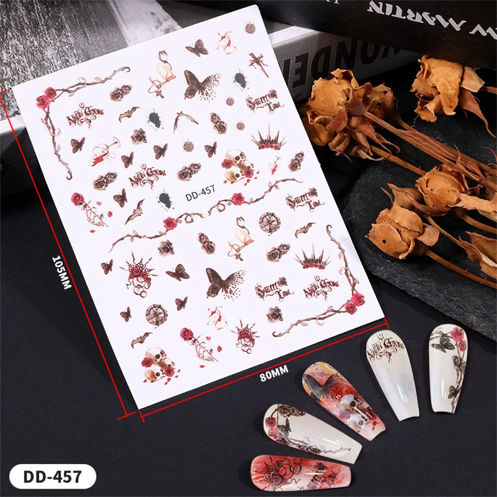 Pegatinas de uñas de Halloween encantadoras de colores brillantes, antiroce duradero, divertidas y creativas, pegatinas de Arte de uñas de Halloween - imagen 3