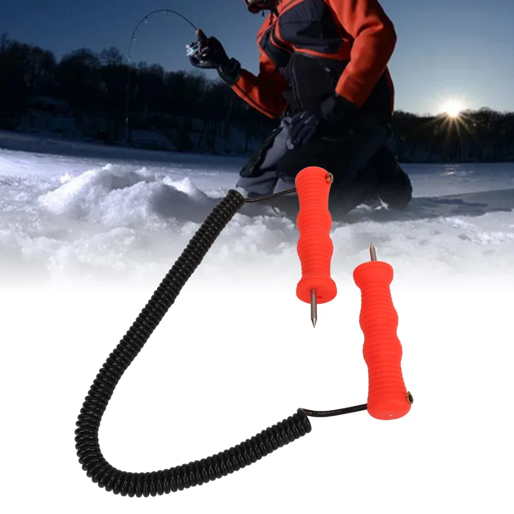 Juego de 1 Kit de Púas de Hielo Portátiles de Acero Inoxidable con Mango Ergonómico de ABS, Púas de Seguridad para Pesca en Hielo con Silbato, Púas para Hielo, Pesca en Hielo - imagen 5