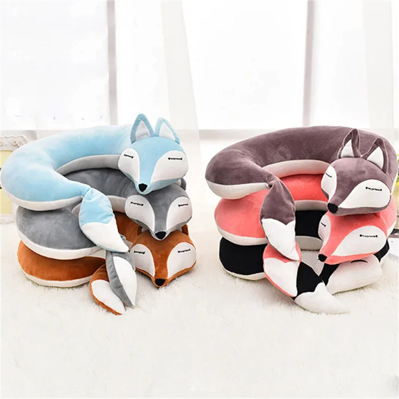 Almohada de viaje con forma de U para el cuello, almohada bonita de zorro, almohadas para dormir, almohada ornamental, almohada para dormir de oficina, 30x30x8CM - imagen 2