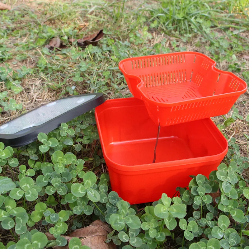 Cubo rojo con marco interior para gusano vivo – Contenedor pesca carpa - imagen 5