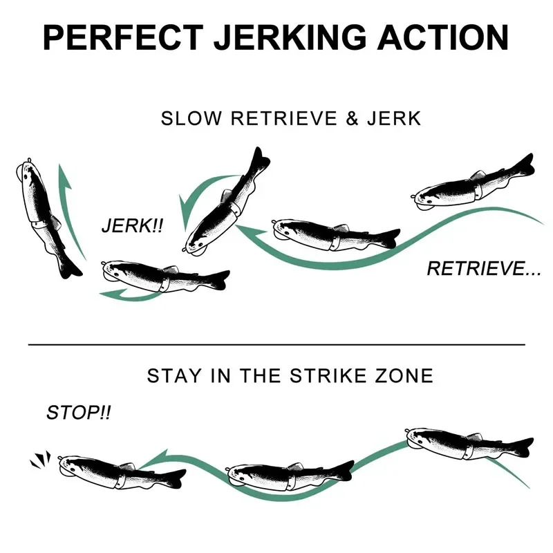 Señuelos de pesca de hundimiento lento, 100mm, 19g, cebo de pesca multiarticulado, señuelo duro Swimbait, cebo Artificial para aparejos de pesca - imagen 4