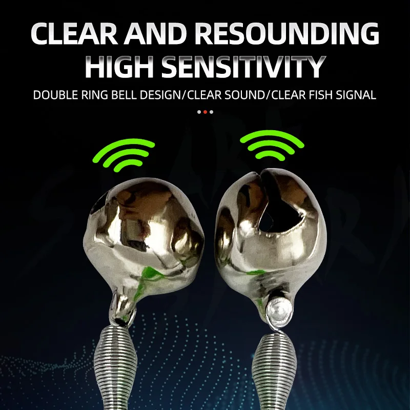 Herramientas de pesca LED, caña de pescar nocturna, cebo para morder, luz de alarma con campanas gemelas, indicador de anillo, alarma de cebo para peces, accesorios de pesca - imagen 4