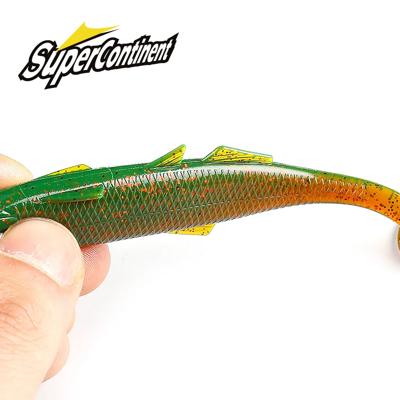 Supercontinente leanness ShadTeez cola en T 5cm/7,5 cm/12cm Pike Zander pesca depredador ojos 3d señuelo suave Señuelos de pesca - imagen 2