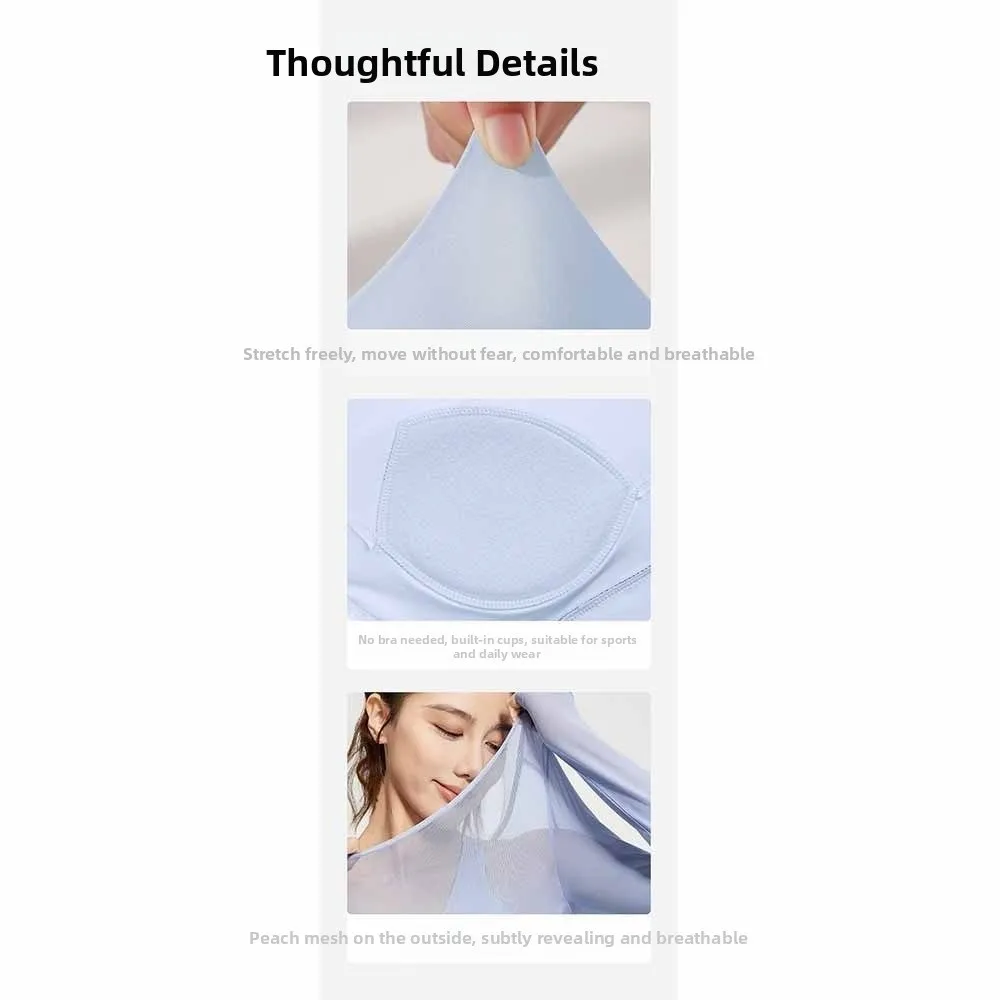 Top de Yoga de manga larga para Fitness, camisetas de Yoga con almohadilla fija para el pecho, camiseta de entrenamiento transpirable con diseño adelgazante - imagen 5