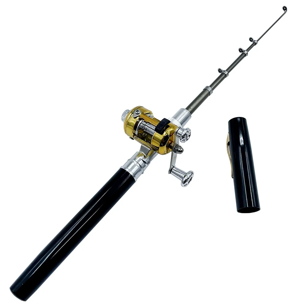 Mini caña de pescar telescópica de bolsillo, conjunto de carrete, caña con forma de bolígrafo, regalo para niños, caña de pescar pequeña de 96cm + Combo de carrete - imagen 5