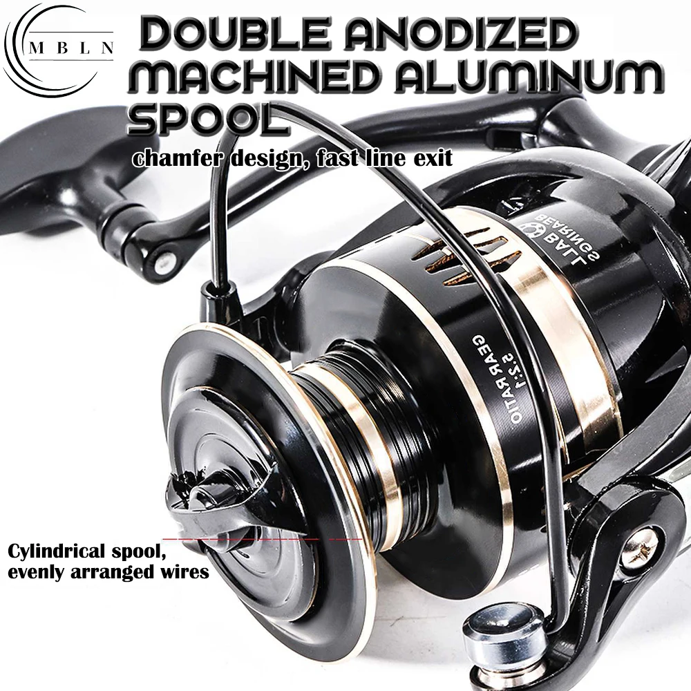MBLN-carrete de pesca de aleación de aluminio, accesorio con mango de Metal CNC, relación de engranaje 2024: 1, giratorio para carpa, Serie 2000-7000, nuevo, 5,2 - imagen 2