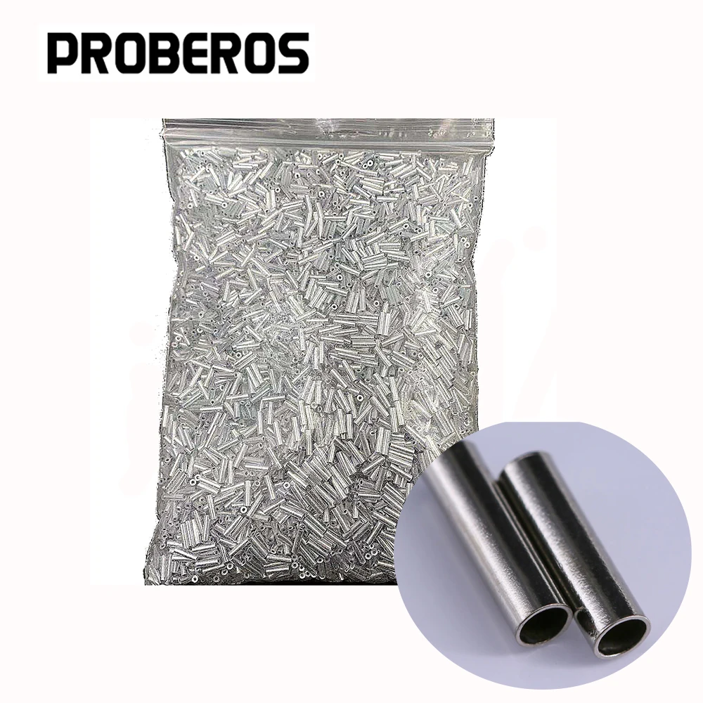 PRO BEROS 100 Uds conectores de tubo de sedal de pesca mangas de engarzado de un solo barril manga de bucle de engarzado de cobre Kit de aparejos de pesca de 12 tamaños