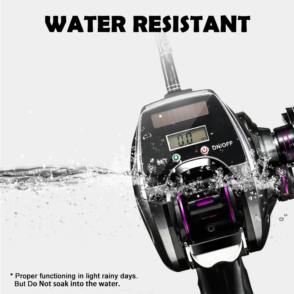 Carrete de Baitcasting 6 + 1BB, relación 8,0:1, pantalla Digital con contador de línea, sistema de carga Solar, aparejos de rueda de pesca de mar de alta velocidad - imagen 3