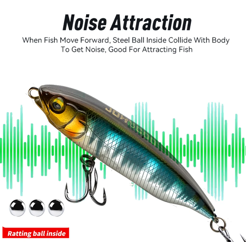 1 unidad Wobbler señuelo de hundimiento lento 60mm 75mm Stickbait Minnow lápiz señuelo de pesca aparejos de pesca para pesca de lubina - imagen 3