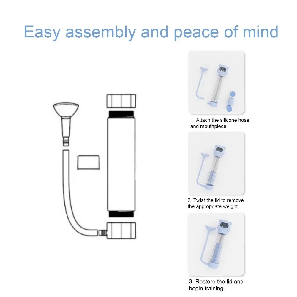 Entrenador de mancuernas de resistencia ajustable, transpiración profunda, práctico expansor de capacidad pulmonar, diseño ergonómico con contador - imagen 3