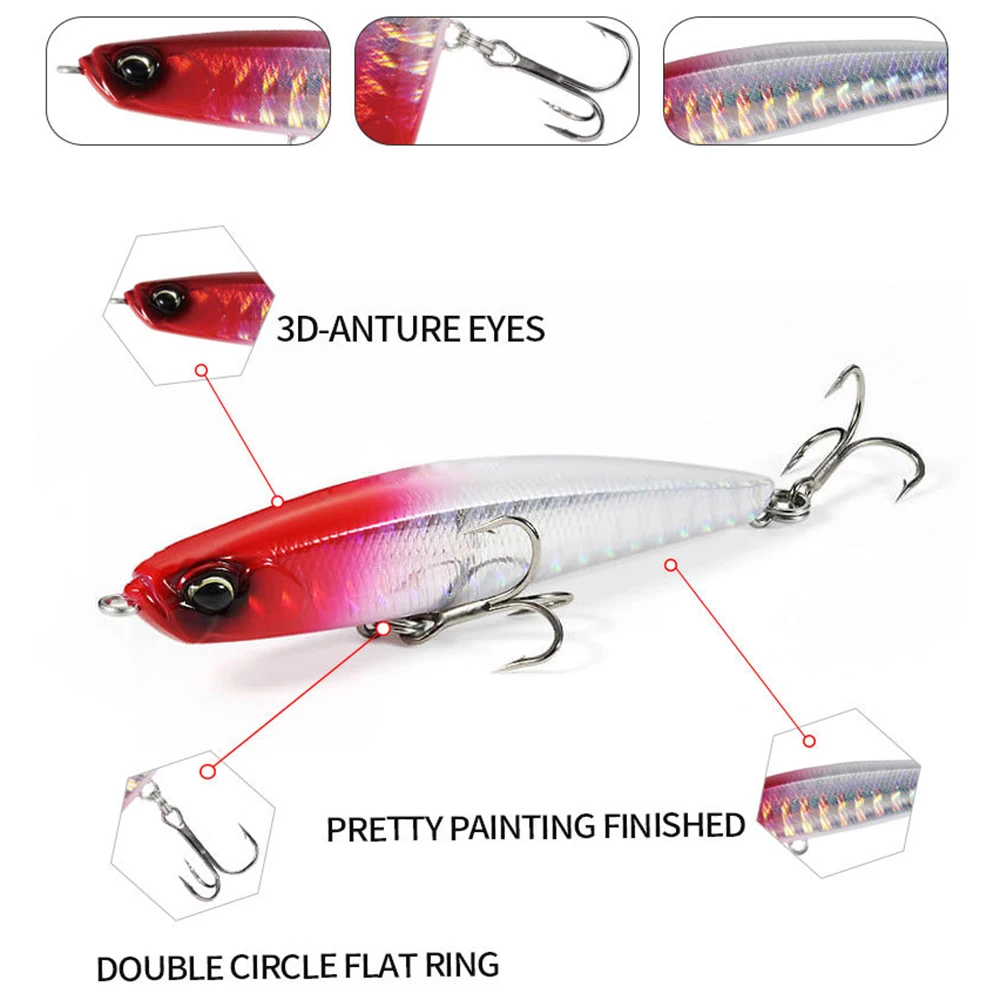 Señuelo de pesca de 6,8 cm y 8,7g, cebo de lápiz Wobbler de tiro largo, hundimiento lento, Jerkbait, Swimbait, cebo duro Artificial para trucha y lubina - imagen 4