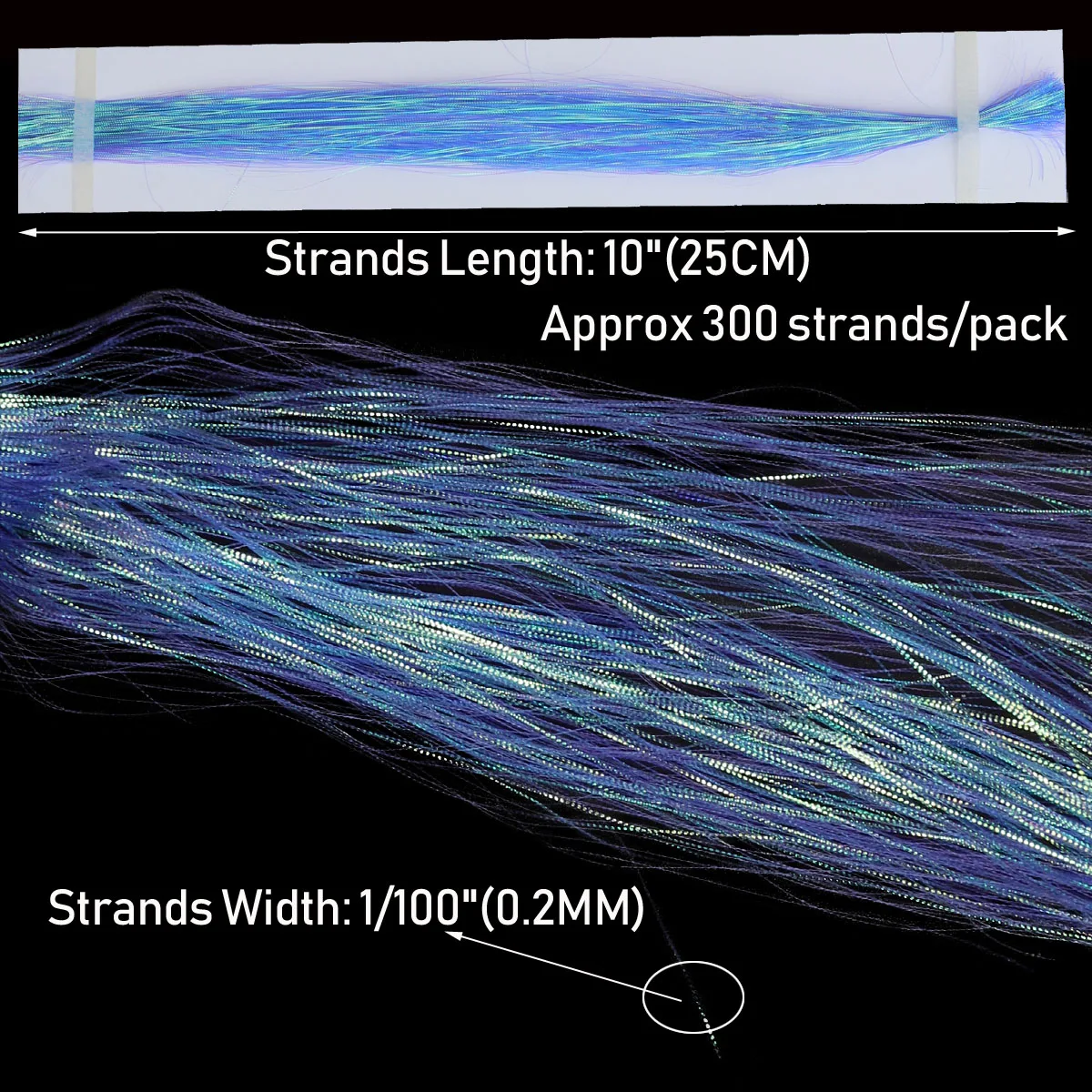 Escala Lateral de 0,2mm, hebras de brillo de Flash corrugado, Flashbou iridiscente, Material de atado de cuerpo de cola de ala de mosca de pesca, 1 paquete - imagen 2