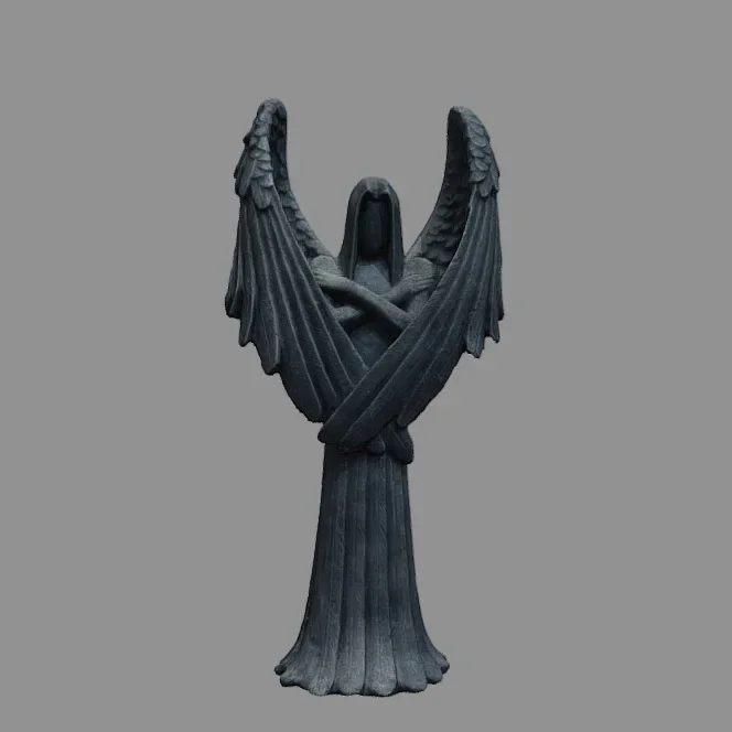 Estatua de ángel caído en resina oscura