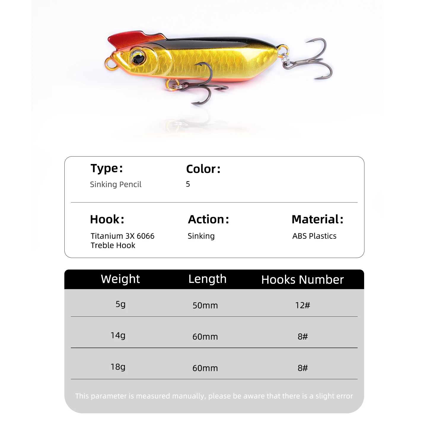 OUTKIT-señuelo de pesca con lápiz que se hunde, aparejos de pesca de lubina, señuelos de agua salada, cebo para peces, señuelo de curricán, accesorios de pesca, 5/14/18g - imagen 2