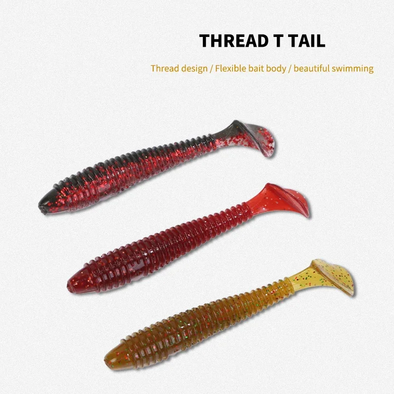 Topline-señuelo de pesca suave con cola en T, gusano rizado, cola vibratoria, sábalo, cebo Artificial de silicona, alimentador de peces de carpa, herramienta de Swimbait de pesca - imagen 5