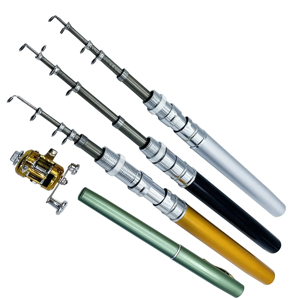 Conjunto combinado de carrete de caña de pescar portátil de 96CM, Mini caña de pescar plegada con forma de bolígrafo de bolsillo telescópico + carrete para pesca en el lago y el río - imagen 4