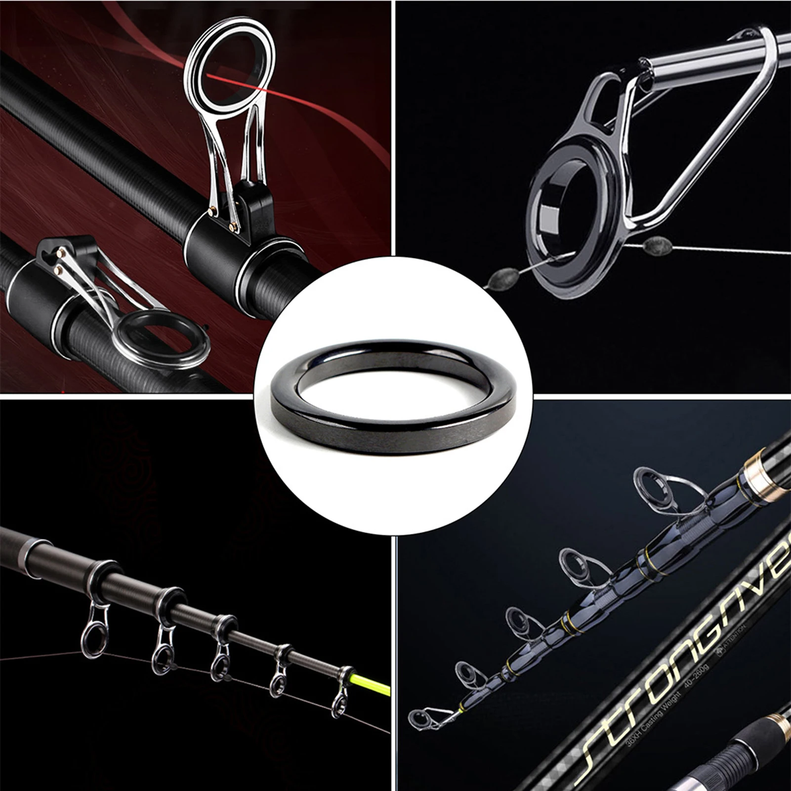 Kit de reparación de guía de caña de pescar, 40 Uds., anillos guía de cerámica, Kit de reparación de caña de pescar, guías de caña de pescar, anillo, accesorios de aparejos de pesca - imagen 4