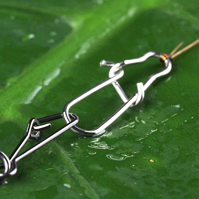 Broches de pesca de acero inoxidable, Clips de cierre de tamaño 0-8, accesorios de conector de seguridad, aparejos para señuelos, herramientas de anzuelos, 50 Uds. - imagen 4