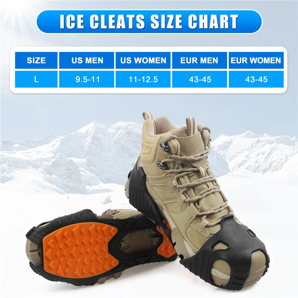 Tacos de hielo sin clavos, Crampones de tracción antideslizantes para nieve, zapatos sin cordones, chanclos para interiores y exteriores, banda de rodadura de goma ligera de pie completo - imagen 2